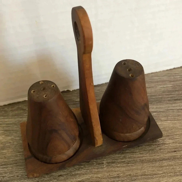 Vintage MCM Wood Salt and Pepper Set - Picture 2 of 8
